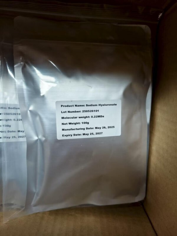 sodium hyaluronate food grade packed in 100grams per bag